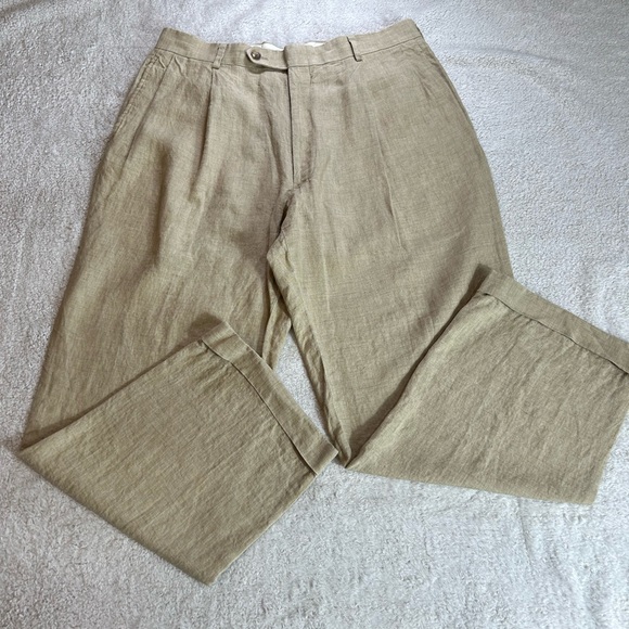 Nautica Men’s 100% Linen Pants Tan Size 34x32 - Picture 1 of 8